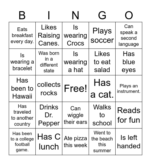 Find Someone Who Bingo Card