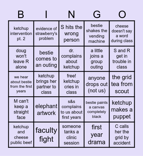 Fall Semester Bingo Card