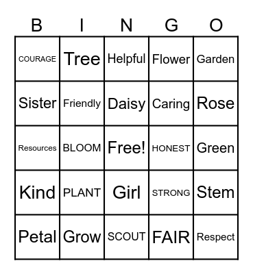 Girl Scout Bingo Card