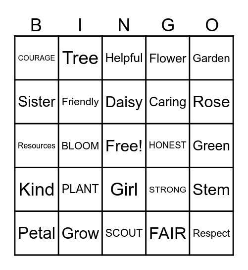 Girl Scout Bingo Card