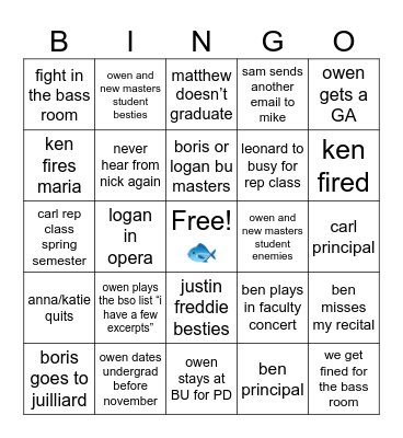 bu bass 24-25 evil bingo Card