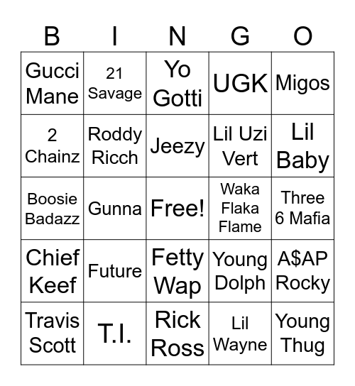 Trap Bingo Card