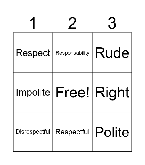 Vocabulary 1 Bingo Card