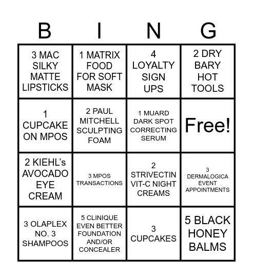 BINGO BEAUTY BASH Bingo Card