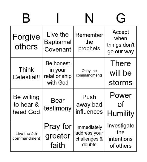 Helaman 1 - 6 Bingo Card