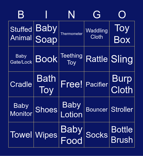 Baby Shower Bingo! Bingo Card