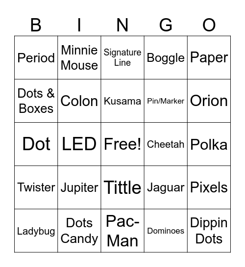 Dot Bingo Card