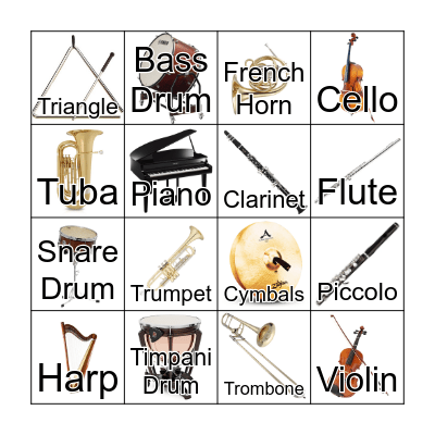 Orchestra Instruments! Bingo Card