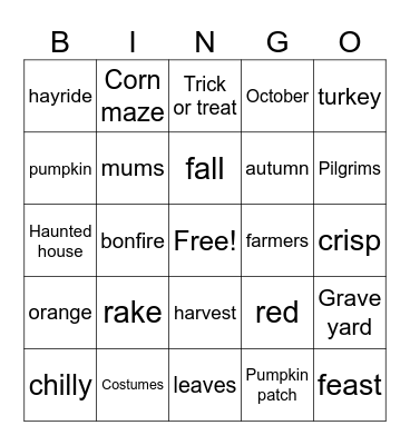 Autumn Bingo Card