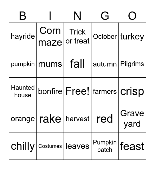 Autumn Bingo Card