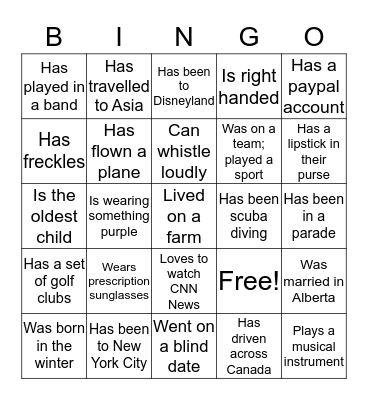 GETTING TO KNOW YOU  Bingo Card