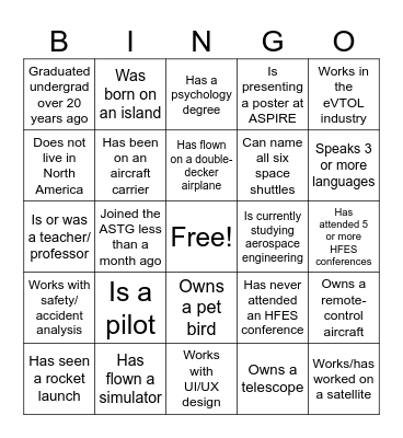 ASTG Town Hall Bingo Card