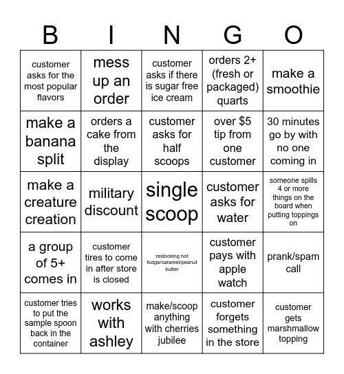 8/29/2024 closing shift Bingo Card