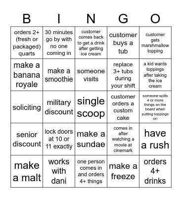 8/29/2024 closing shift Bingo Card