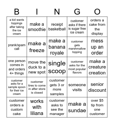 8/29/2024 closing shift Bingo Card