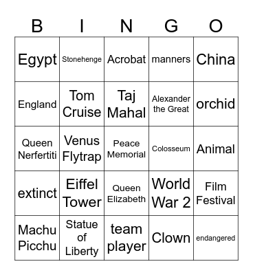 JI Bingo Card