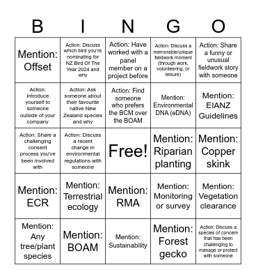 AECOM Ecology Social 2024 Bingo Card