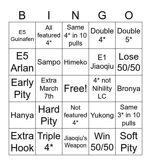 Jiaoqiu Bingo Card