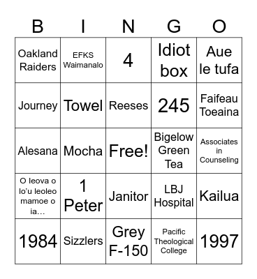 Fuamaila Soa Jr. Bingo Card