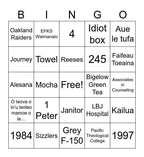 Fuamaila Soa Jr. Bingo Card