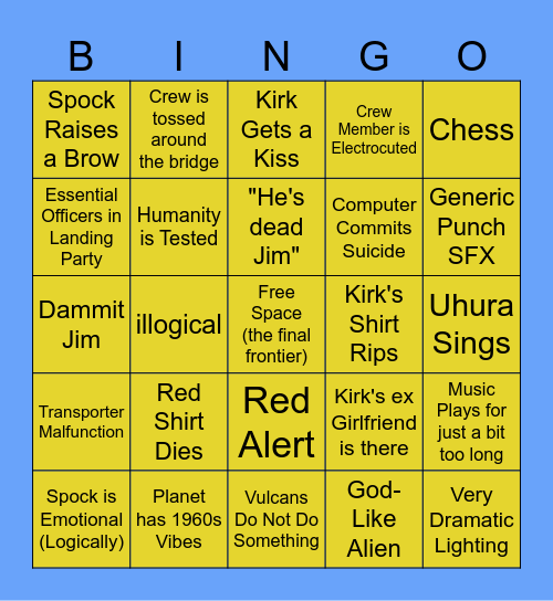 Star Trek TOS Bingo Card