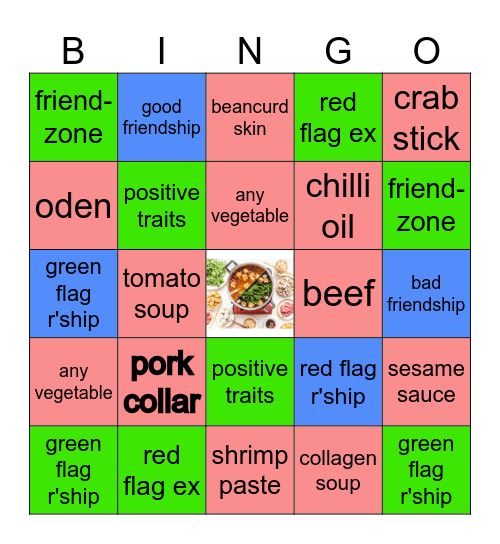 Relationships Hotpot Edition Bingo Card