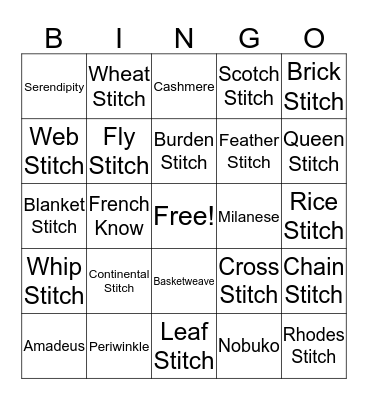 Olympic-Stitch Bingo Card