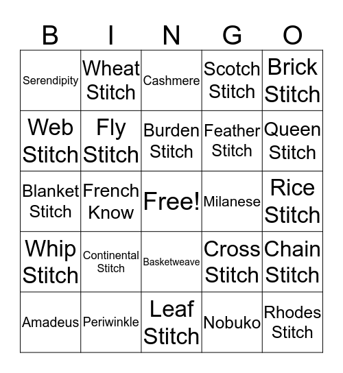 Olympic-Stitch Bingo Card