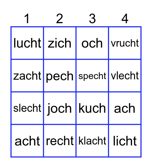 lucht-woord BINGO Card
