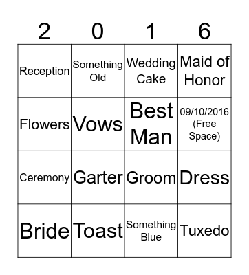 Shana's Bridal Shower Bingo Card