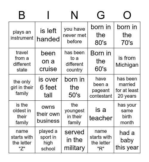 Martin Find Someone Who Bingo Card