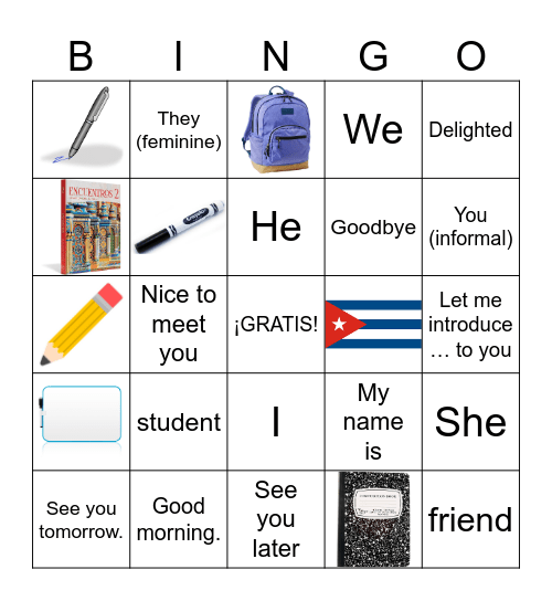 Unidad Preliminar: Objetos de clase, conversaciones básicas Bingo Card