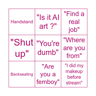 Chaisia stream Bingo Card