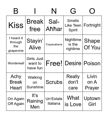 Music! Music! Music Bingo Card