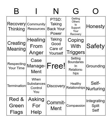 Seeking Safety Bingo Card