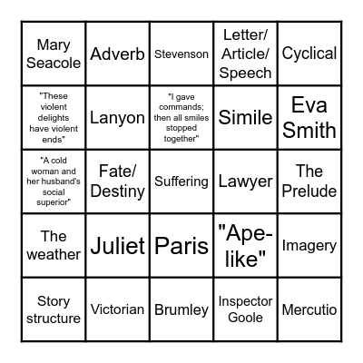 Revision Bingo! Bingo Card