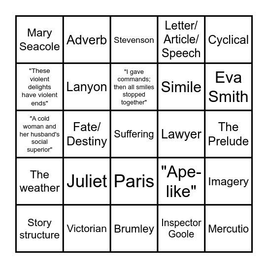 Revision Bingo! Bingo Card