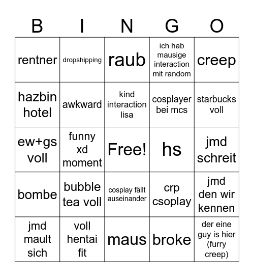 Wasser Messe Bingo Card