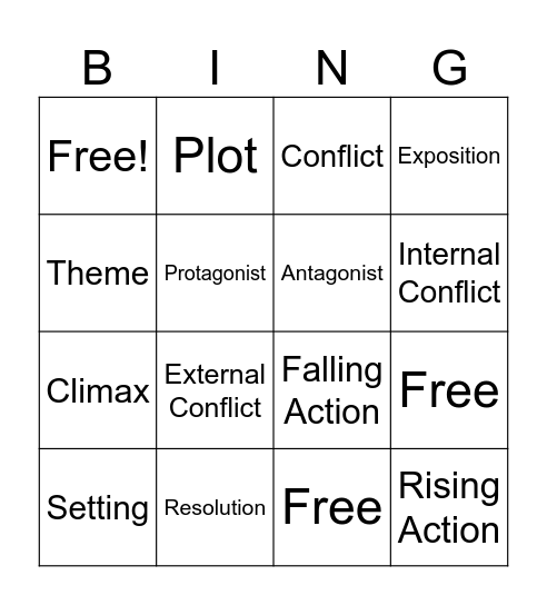 Fiction BINGO Cards Bingo Card