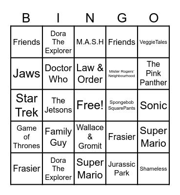 Theme Songs Bingo Card