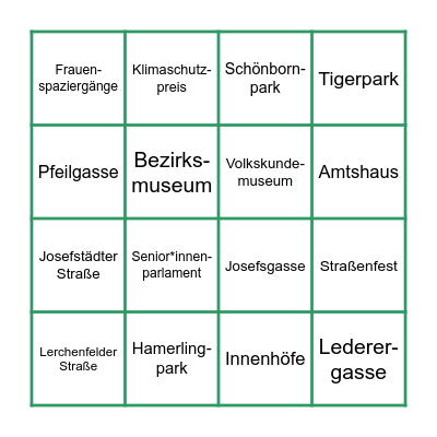 Josefstadt Bingo Card