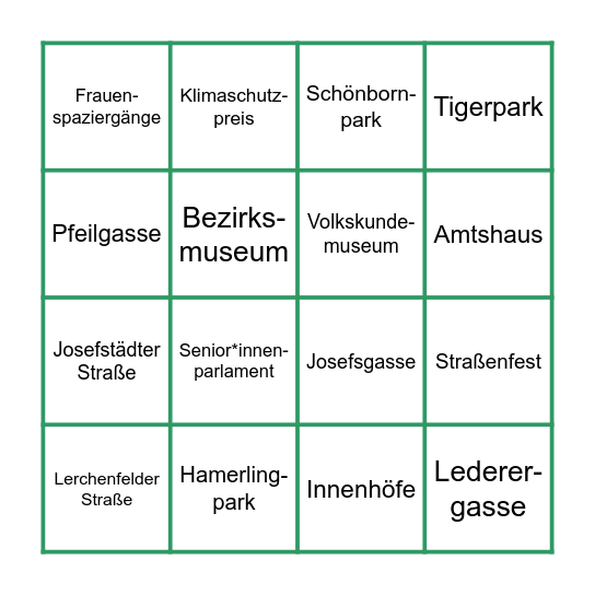 Josefstadt Bingo Card