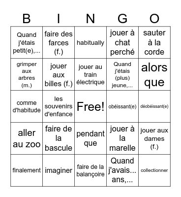 Bien Dit 2 6.1 Bingo Card