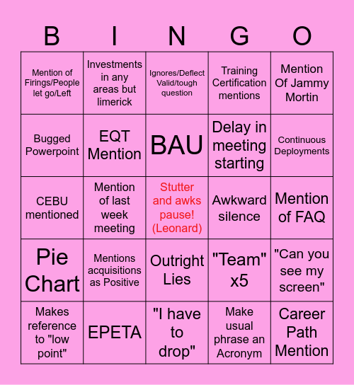 Bingo Card Bingo Card