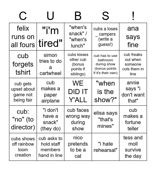 WEEK 10 WE MADE IT Bingo Card