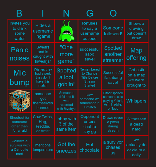 KiazRell DBD Stream Bingo Card