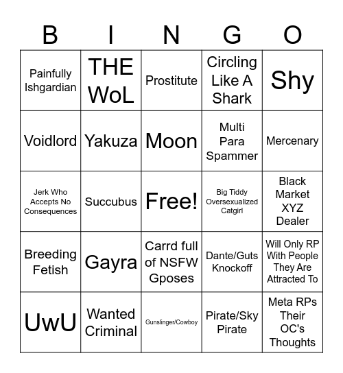 Quicksands Bingo Card Bingo Card