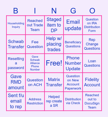 Call Bingo Card