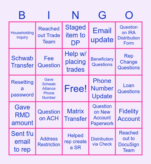 Call Bingo Card