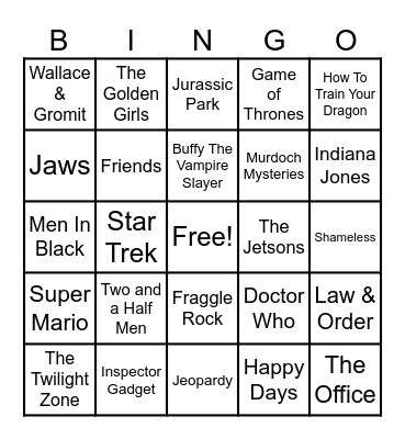 Theme Songs Bingo Card